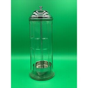 Vintage Tablecraft Glass Drinking Straw Holder/Dispenser 11"